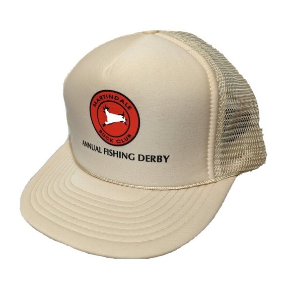 Martindale Buck Club Patch Fishing Derby Hat White‎ Snapback Mesh Cap Trucker - Picture 2 of 5